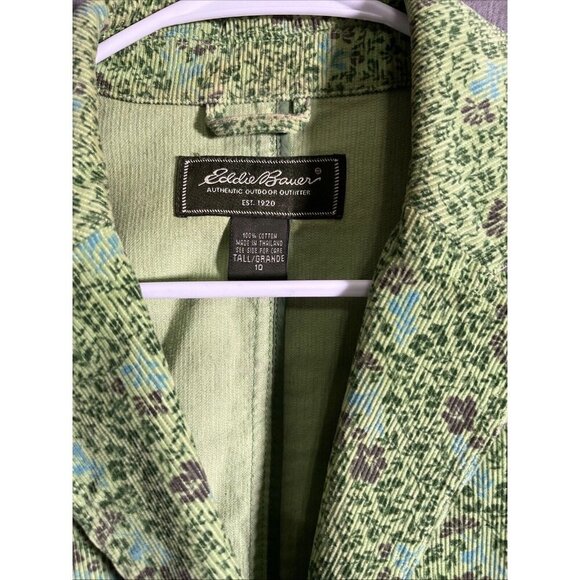 Eddie Bauer Womens Vtg Corduroy Blazer Size 10 Floral Print Retro Boho Spring - Picture 2 of 5